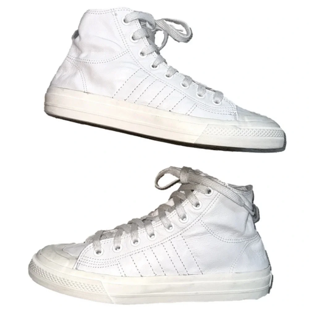 Adidas Nizza Leather Hi Top Sneakers White size 9